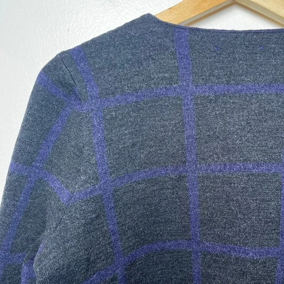 Eileen Fisher‎ Merino Wool Cardigan Open Front Neck Closure Gray Purple size LP - Picture 7 of 9